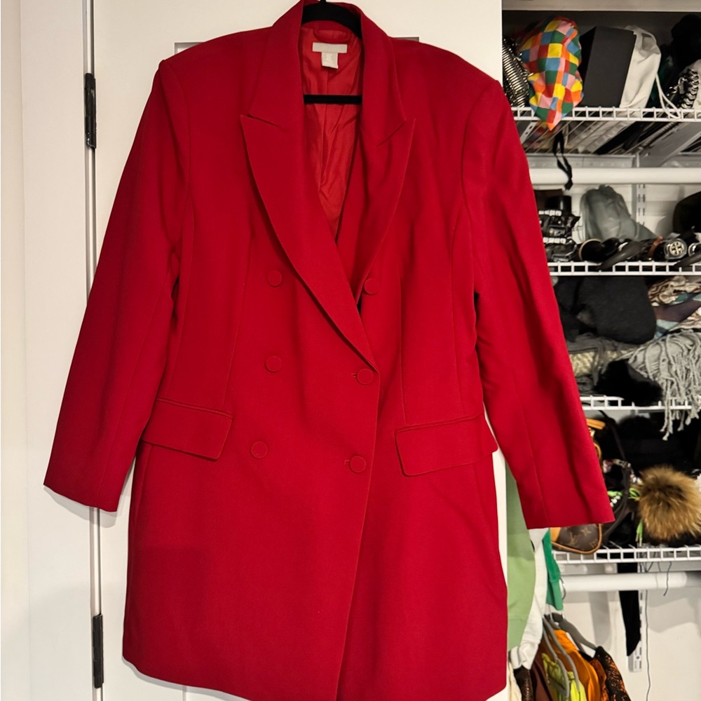H&M Red Women's Blazer Dress, XL